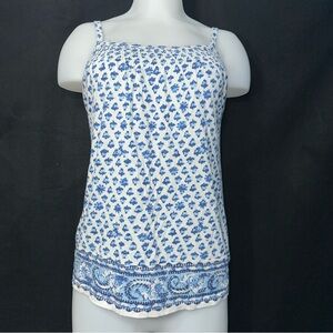 Women’s XS Blue Floral Square Neck Tank Top - Banana Republic